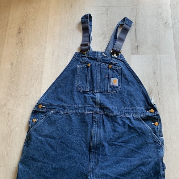Mens Carhartt Washed Denim Bib Overalls 48/27 - Picture 3 of 10